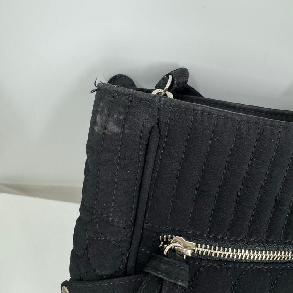 Vera Bradley Large Black Laptop Bag Briefcase Quilted Zip Travel Business Work - Picture 6 of 12